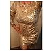TowerTree Women's Sparkle Glitter Sequin 3/4 Sleeve Bodycon Club Party Dress, Gold, Large