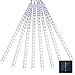 Vmanoo LED Outdoor Lights 8 Tube Meteor Shower Rain Lights Solar Powered Icicle Raindrop Snow Falling Lights Cascading Lighting for Garden Outdoor Patio Holiday Wedding Party Decoration (White)