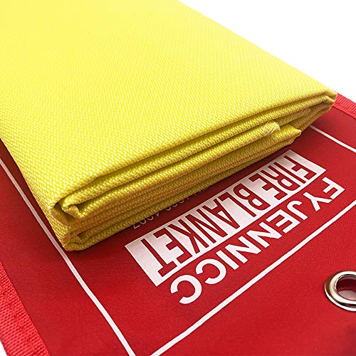 FYJENNICC Fire Blanket Emergency Survival Fiberglass Shelter Safety Cover for The Kitchen Fireplace Grill Car Camping 39×39 in (Yellow 1pack)