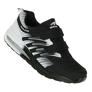 Bootsland 908 Black White sneakers met klittenband, voor dames en heren