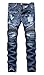 NITAGUT Men's Ripped Slim Straight fit Biker Jeans with Zipper Deco (34Wx32L, Royal Blue)