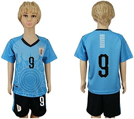 JONGIGO Uruguay Team 9 Home 2018 World Cup Kids Blue Soccer jersey - XXS