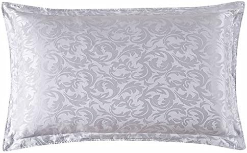 MSSilk Delicate Jacquard Weave 16 Momme All Mulberry Silk Charmeuse Pillowcase -Envelope Type with Border (Single Standard 20โโ x 30โโ, Silver Grey)