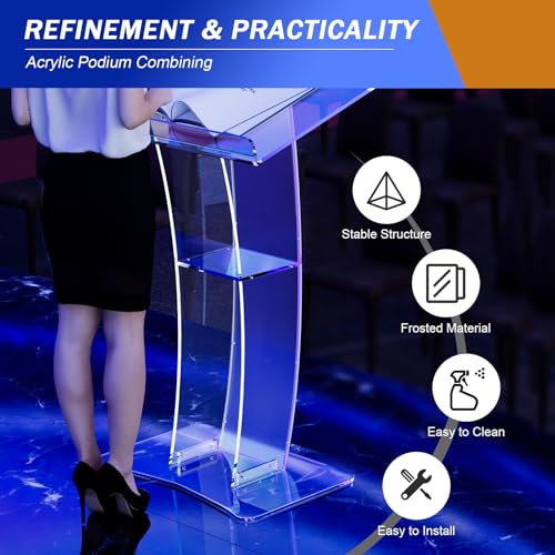 Slanted Podium Lectern Conference Pulpit Acrylic Podium Clear