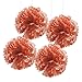 Andaz Press Tissue Paper Pom Poms Hanging Decorations, Rose Gold, 14-inch, 4-Pack, Copper Champagne Wedding Baby Bridal Shower Colored Decorations