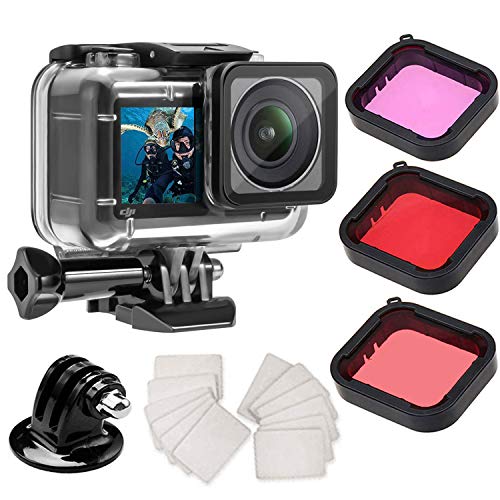 Waterproof Case for DJI OSMO Action Camera Accessories, Housing Case Protective Shell with Anti Fog Inserts and Filter Kit Suitable for Underwater Diving Photography 61M - Thumbnail 7