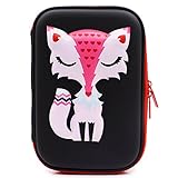 SOOCUTE Elegant Fox Hardtop Pencil Holder Cute EVA Pencil Case with Big Capacity for Kids (Black)