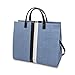 JFT Canvas Tote Bag with Handle & Detachable Shoulder Strap – Sky Blue with Black & white décor