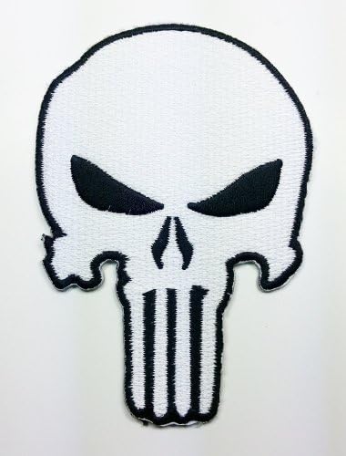 White the Punisher Movie GOD Will Patch Embroidered Iron on Hat Jacket Hoodie Backpack Ideal for Gift/6.8cm(w) X 9.5cm(h)