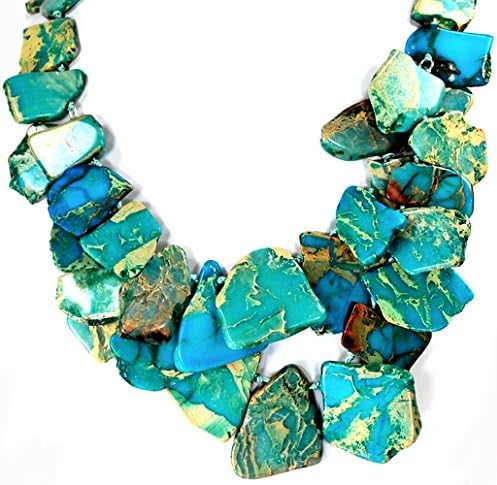 Double Strands African Jasper Nugget Hand Knotted Silver Necklace 20" N14102019h