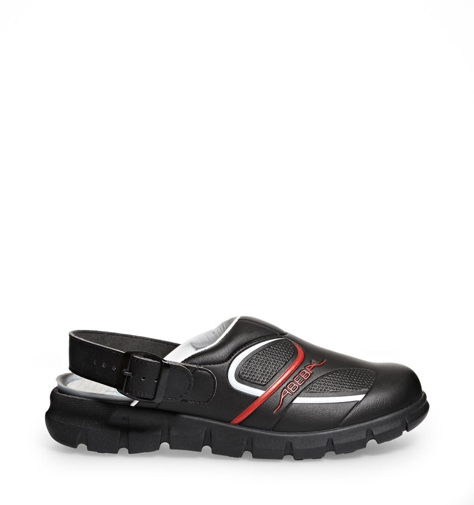 Abeba 7332-46 "Dynamic" Occupational-Clog Shoe, Size 11, Black/Red