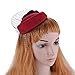 Aniwon British Style Wool Pillbox Hat Cocktail Party Wedding Flower Veil Fascinator for Women