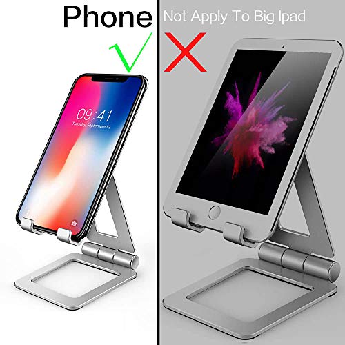 Cell Phone Stand, Compatible with iPhone Stand, Nintendo Switch Stand, Adjustable Phone Stand for Desk, Smartphone Holder for Desk (Silver)