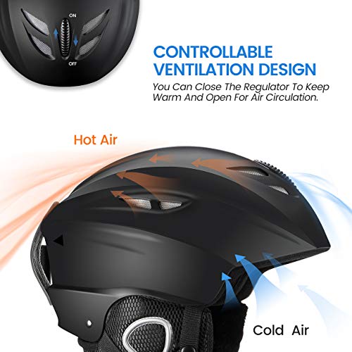 OMORC Ski Helmet,ASTM Certified Safety Ski Helmet for Men,Women&Youth,Goggles&Audio Compatible