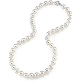 The Pearl Source 14K Gold AAA Quality White Freshwater Cultured Pearl Necklace for Women in 18" Princess Length