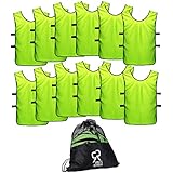SportsRepublik Pinnies Scrimmage Vests for Kids, Youth and Adults (12-Pack) - Soccer Pennies Neon Yellow