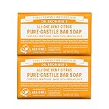 Dr. Bronner's - Pure-Castile Bar Soap (Citrus, 5 ounce, 2-Pack) - Made with Organic Oils, For Face, Body and Hair, Gentle and Moisturizing, Biodegradable, Vegan, Cruelty-free, Non-GMO