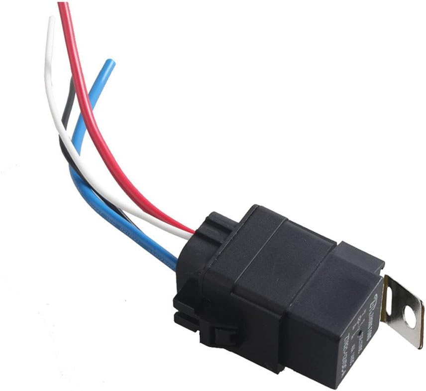 Mintice Car Vehicle Motor Heavy Duty 12V 40A SPST Relay Socket Plug 4Pin 4 Wire Waterproof Kit Iron Back, 40A 4Pin Iron Back