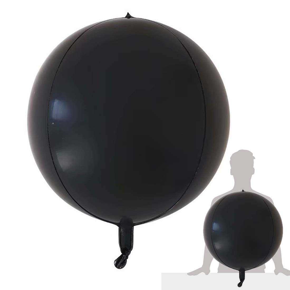 Eanjia Round Black 4D Large Foil Balloons 2 Count
