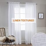 White Sheer Curtains 84 inches Long - Bedroom Window Treatment Drapes Sunlight Filtering Privacy Semi Sheer for Living Room Sliding Glass Door Dining Christmas Decor, W 52 x L 84 inch, 1 Pair