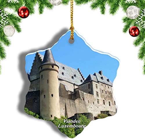 激安セール Weekinoルクセンブルクヴィアンデン城クリスマスオーナメントクリスマスツリー ペンダントデコレーション旅行お土産コレクション陶器両面デザイン3インチ
