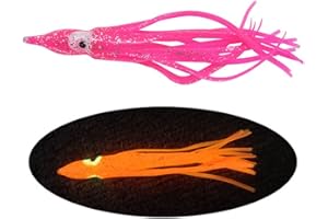 QHDJIANHUI Squid Skirts Fishing Saltwater Glow Trolling Squid Swimbait Lures Luminous Octopus Skirts Soft Plastic Fishing Bait for Bass Salmon Trout 1.96in,3.54in,4.33in Pack of 20