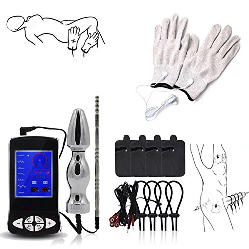 Electric shock physiotherapy massage device (host+butt plug+urethra rod+patch+glove+penis ring)