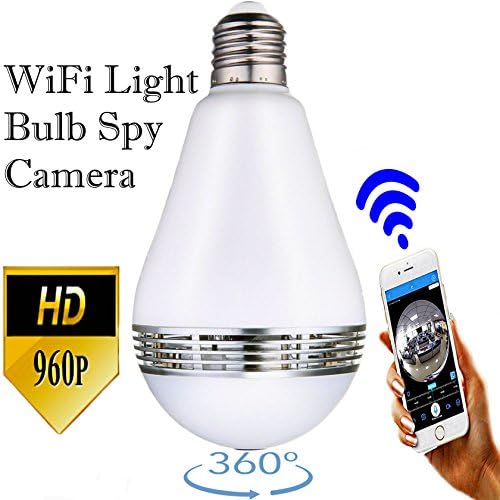 Security Camera Light Bulb Spy Cam Wifi HD EstesPro's (Updated version) 360 Degree View Dome Monitor Indoor and outdoor