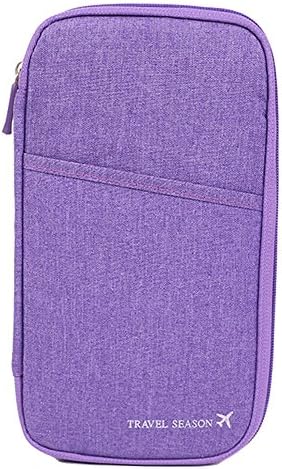 Multi-function Travel Passport Credit Id Card Cash Holder Organizer Wallet Purse Case Bag Water-proof Material With Wrist Strap (Purple)