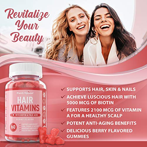 Biotin And Folic Acid Hair Growth Health Properly Hair Gummy Vitamins