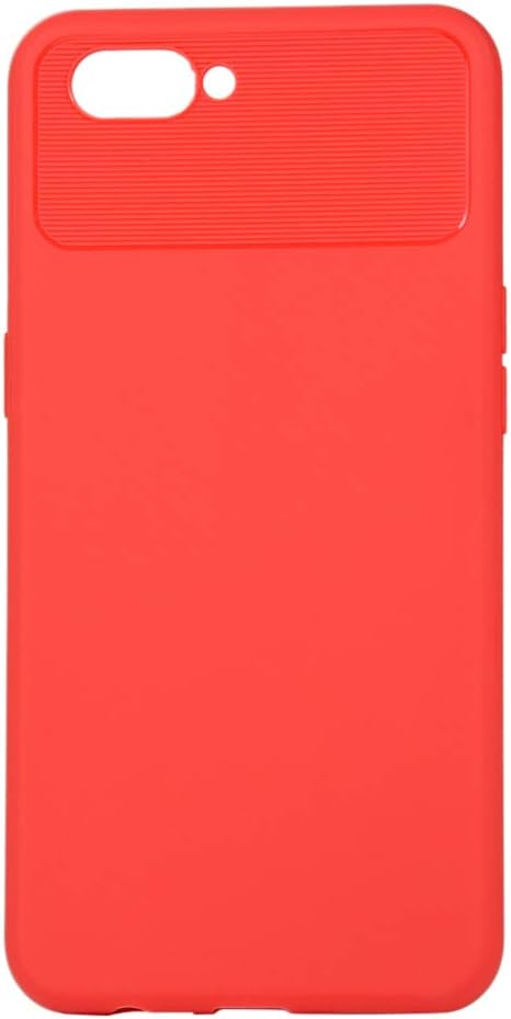 for Oppo A3S/A5 Case Ultra-Thin Soft TPU Back Cover + 1 Screen Protector 9H Tempered Glass-Red