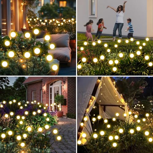 ZFNN Solar Garden Lights Outdoor, 4 Pack Firefly Swaying Lights, Waterproof Garden Decor for Yard Patio Pathway Lawn, Gardening Gifts for Women Christmas Decoration