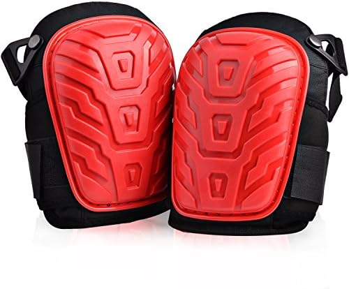 World Backyard Professional Knee Pads Heavy Duty Foam Padding Cap Soft Gel Cushion For Work Flooring Gardening Cleaning Protection And Construction Adjustable Double Straps Red