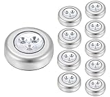 10 Pack Ipow LED Battery-powered Wireless Night Light Stick Tap Touch Lamp Stick-on Push Light for Closets, Cabinets, Counters, or Utility Rooms,Cordless Touch Light