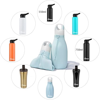 Linseng Botella de Agua Plegable Entre -40 ℃ y + 240 ℃, Silicona ...