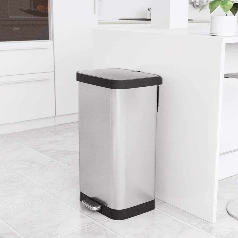 GLAD GLD-74507 Extra Capacity Stainless Steel Step Trash Can with Clorox Odor Protection of The Lid, Fits All 20G Garbage Waste Bags, 20 Gallon: Home & Kitchen