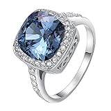 Yoursfs Rings,Blue Crystal Statement Rings,18K White Gold Plated Fashion Jewelry,Big Stone Women Cocktail Rings