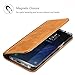 ProCase Galaxy S8 Genuine Leather Case, Vintage Wallet Folding Flip Case with Kickstand and Multiple Card Slots Magnetic Closure Protective Cover for Galaxy S8 -Brown