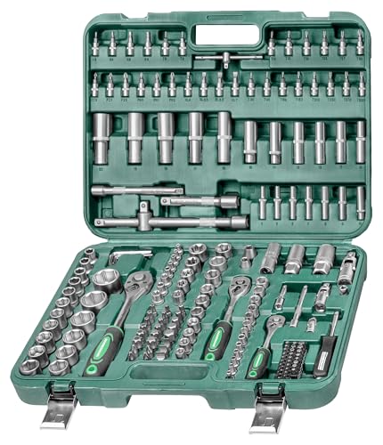Brüder Mannesmann Steckschlüsselsatz 179-tlg. – Profi-Set aus Chrom-Vanadium-Stahl mit Ratschen, Stecknüssen, Bits & Zubehör, für Werkstatt & Heimwerk