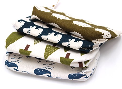 FIVOENDAR Adorable Forest and Animal Linen Pencil Case Pen Zipper Bag Coin Organizer Makeup Costmetic Bag Pouch - Set of 4 - Thumbnail 3