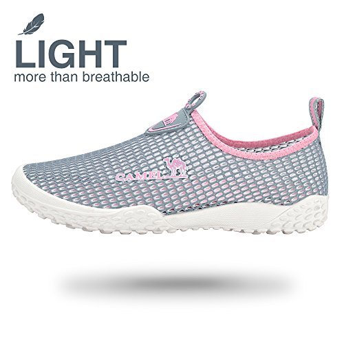 Camel Mens Slip On Sneakers Casual Shoes Breathable Mesh Low Top Lightweight Sneakers for Women Walking Unisex Shoes for Couples Size 6.5,Gray/Pink