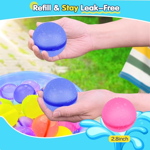 18 piezas de globos de agua magnéticos reutilizables, bolas de agua rellenables y autosellantes con bolsa de malla, juguetes de silicona suave para niños y adultos en piscinas al aire libre