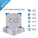 20x20x1 MERV 8 Pleated AC Furnace Air Filters. 6 PACK