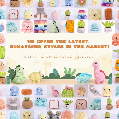 Crochet Kit for Beginners, Beginner Crochet Kit for Adults with Step-by-Step Video Tutorials, DIY Crochet Animal Kits Kids Knitting Supplies, 4 Pack Dinosaurs (40%+ Yarn) Knitting Patterns
