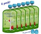 MommyYummy Reusable Pouch (6 Pack) - 4.4 Inch. 5oz - Heavy Double Zipper