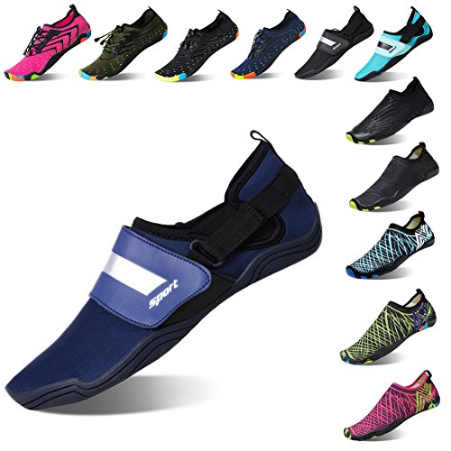 Lauwodun Womens and Mens Quick Dry Water Shoes Barefoot Aqua Sock Shoes for Beach Surfing Yoga Running Exercise-Blue-2-40
