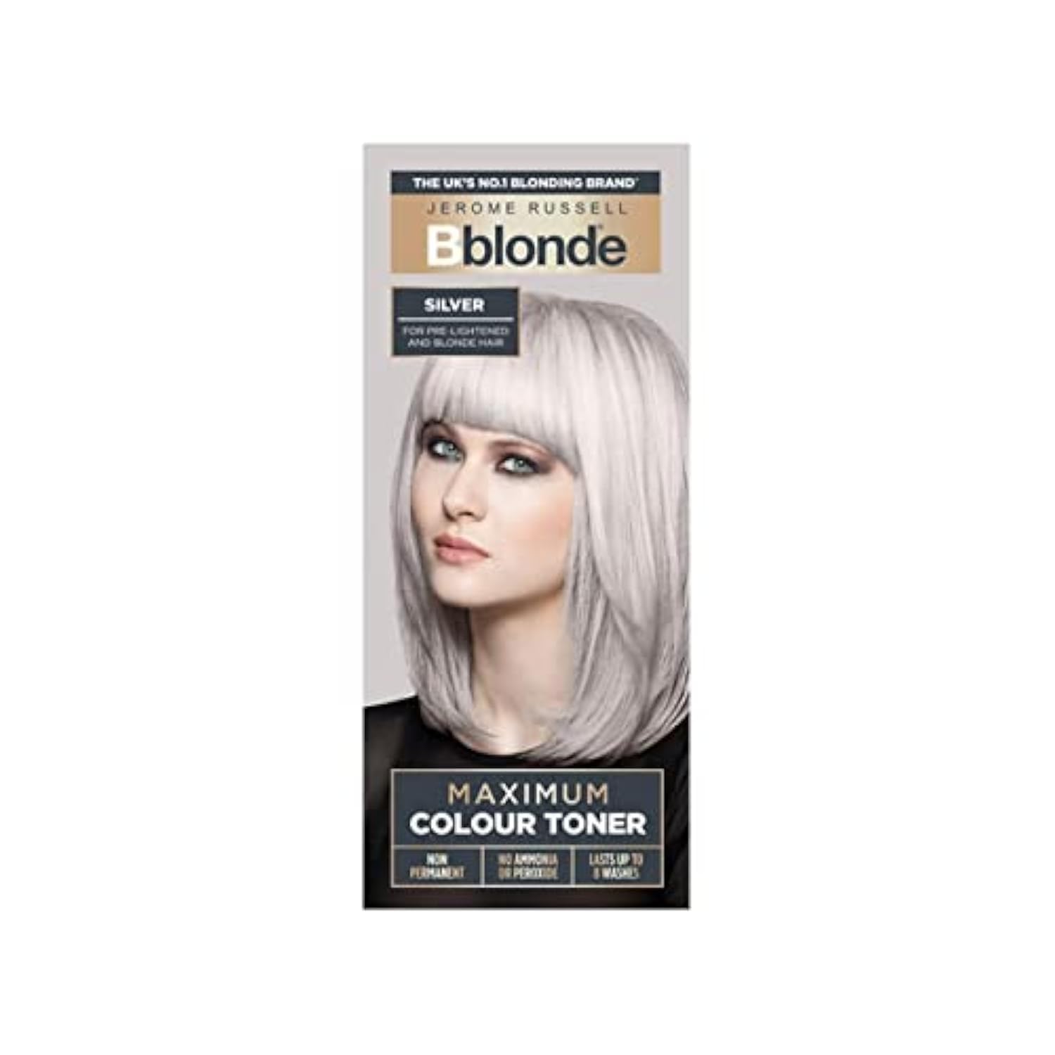 Jerome Russell Bblonde Maximum Colour Silver Toner - Non Permanent Hair Toner for Pre Lightened & Naturally Blonde Hair, Silver Hair Dye with No Ammonia or Peroxide, Lasts up to 8 Washes, 75ml โ image 1
