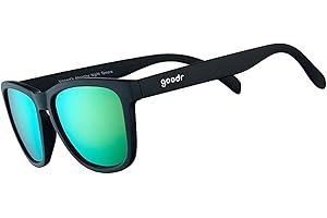 goodr Vincent's Absinthe Night Terrors Polarized Sunglasses for Men & Women, Medium Sized (OG), Black Solid Frame with Green Gold Mirrored Reflective Lenses, UV400 Protection, No Slip, No Bounce