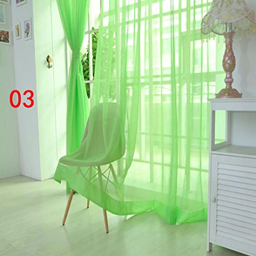 Qisc Home Decoration 1 Pieces Sheer Curtains Window Treatment Rod Pocket Tulle Sheer Voile Curtains/Drapes/Panels (Multicolor C) - Thumbnail 2