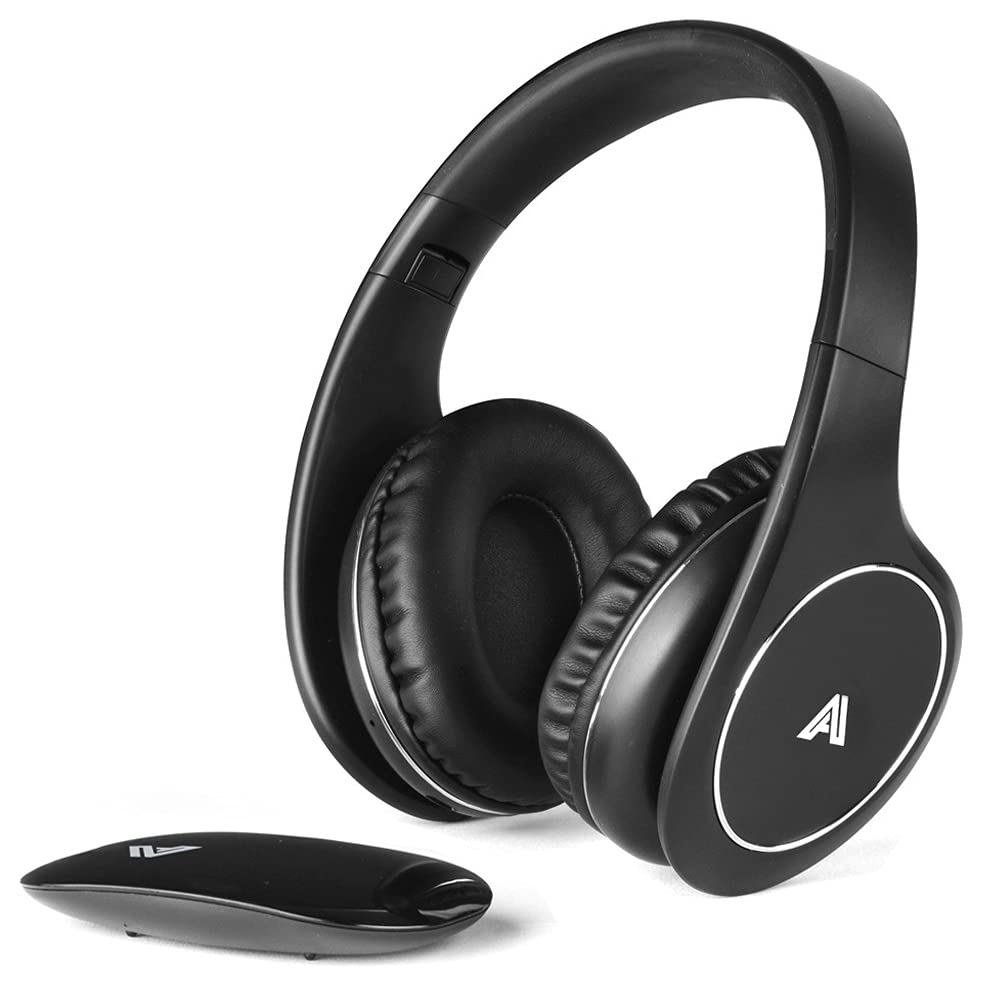 Photo 1 of Wireless Headphones for TV Watching, Folding Over Ear Headphones with 2.4GHz RF Transmitter Support Optical RCA AUX, No Audio Delay, 100ft Wireless Range (Black, Not Bluetooth)